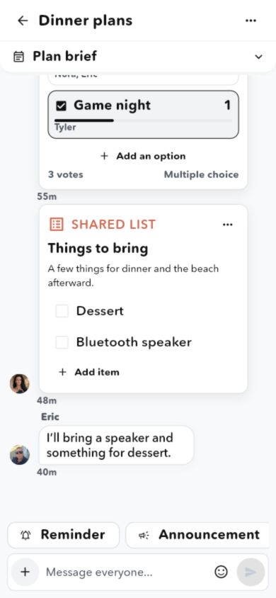 You In? shared lists on mobile
